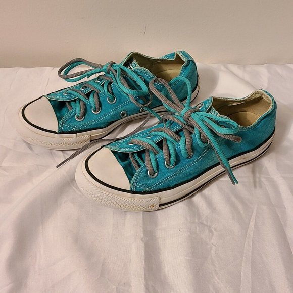 Converse All Star Unisex Low Top Men's Sz 4 Woman's‎ Sz 6 Teal Sneakers Shoes - Picture 7 of 10